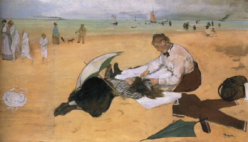 Edouard Manet On the beach,Boulogne-sur-Mer oil painting image